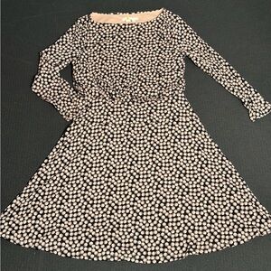 Boden Blouson Fit & Flare Dress Pink Polka Dot Midi Work Career US 4